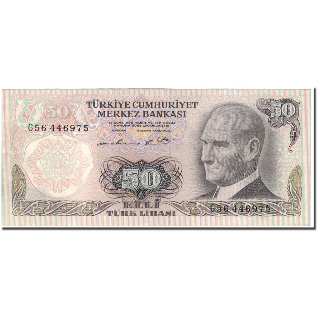 Biljet, Turkije, 50 Lira, 1970, KM:188, SUP