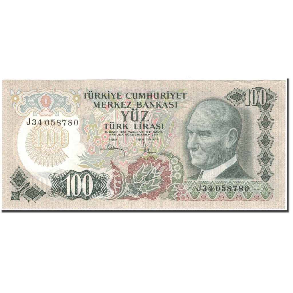 Banknote, Turkey, 100 Lira, 1970, KM:189a, AU(55-58)