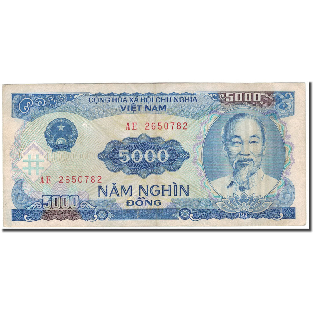 Biljet, Viëtnam, 5000 D<ox>ng, KM:108a, TB+
