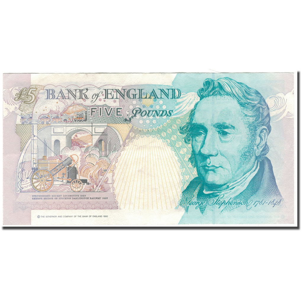 Banknote, Great Britain, 5 Pounds, 1990, KM:382a, AU(50-53)