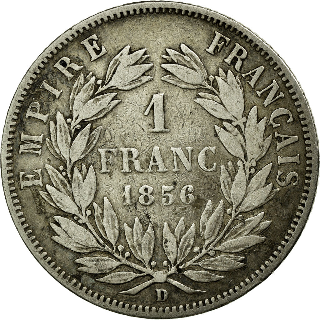 Moneta, Francja, Napoleon III, Napoléon III, Franc, 1856, Lyon, VF(20-25)