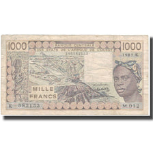 Banknote, West African States, 1000 Francs, 1985, KM:707Kf, VF(20-25)