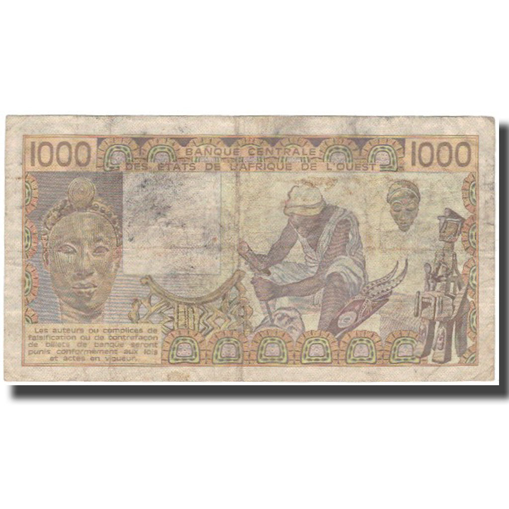 Banknote, West African States, 1000 Francs, 1985, KM:707Kf, VF(20-25)