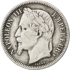 Francia, Napoleon III, Napoléon III, Franc, 1867, Paris, MB+, Argento, KM:80...