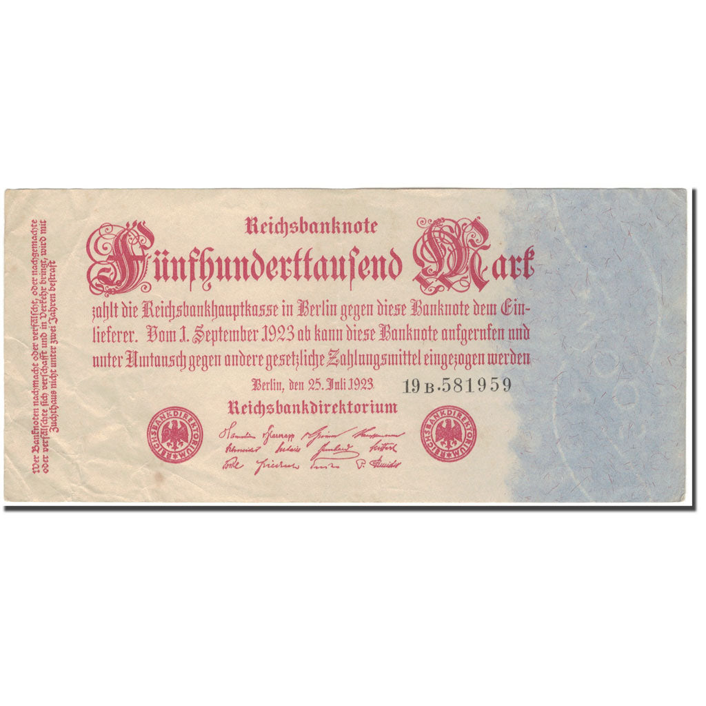 Geldschein, Deutschland, 500,000 Mark, 1923, KM:92, SS