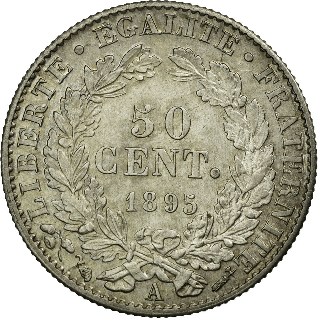 Coin, France, Cérès, 50 Centimes, 1895, Paris, MS(63), Silver, KM:834.1