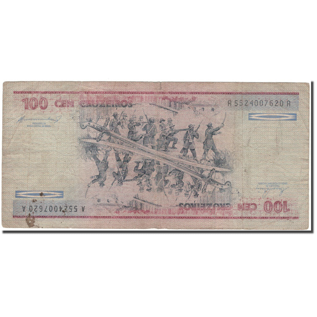 Banconote, Brasile, 100 Cruzeiros, KM:198b, B+