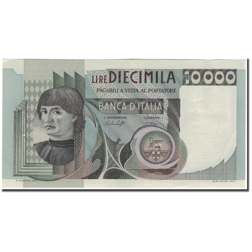 Banknote, Italy, 10,000 Lire, KM:106a, AU(50-53)