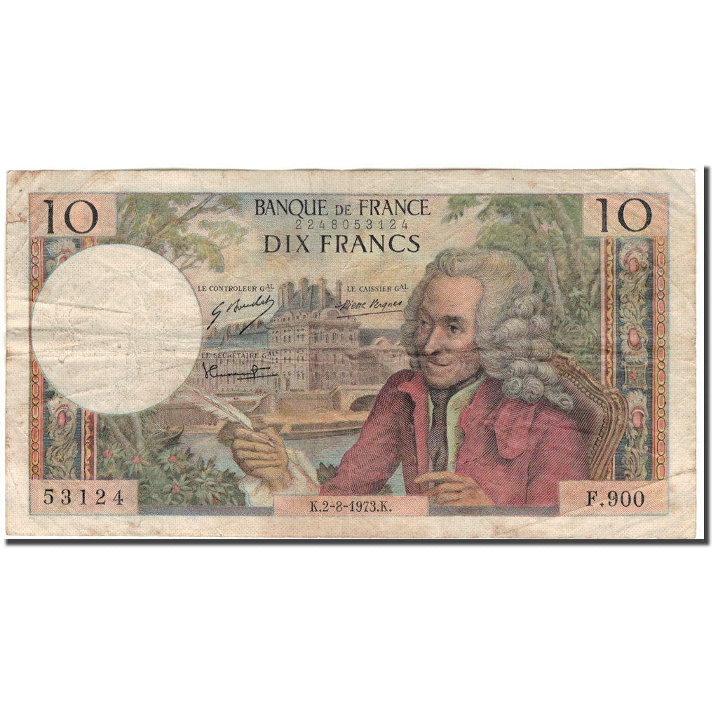 France, 10 Francs, 1973-08-02, VG(8-10), KM:147d