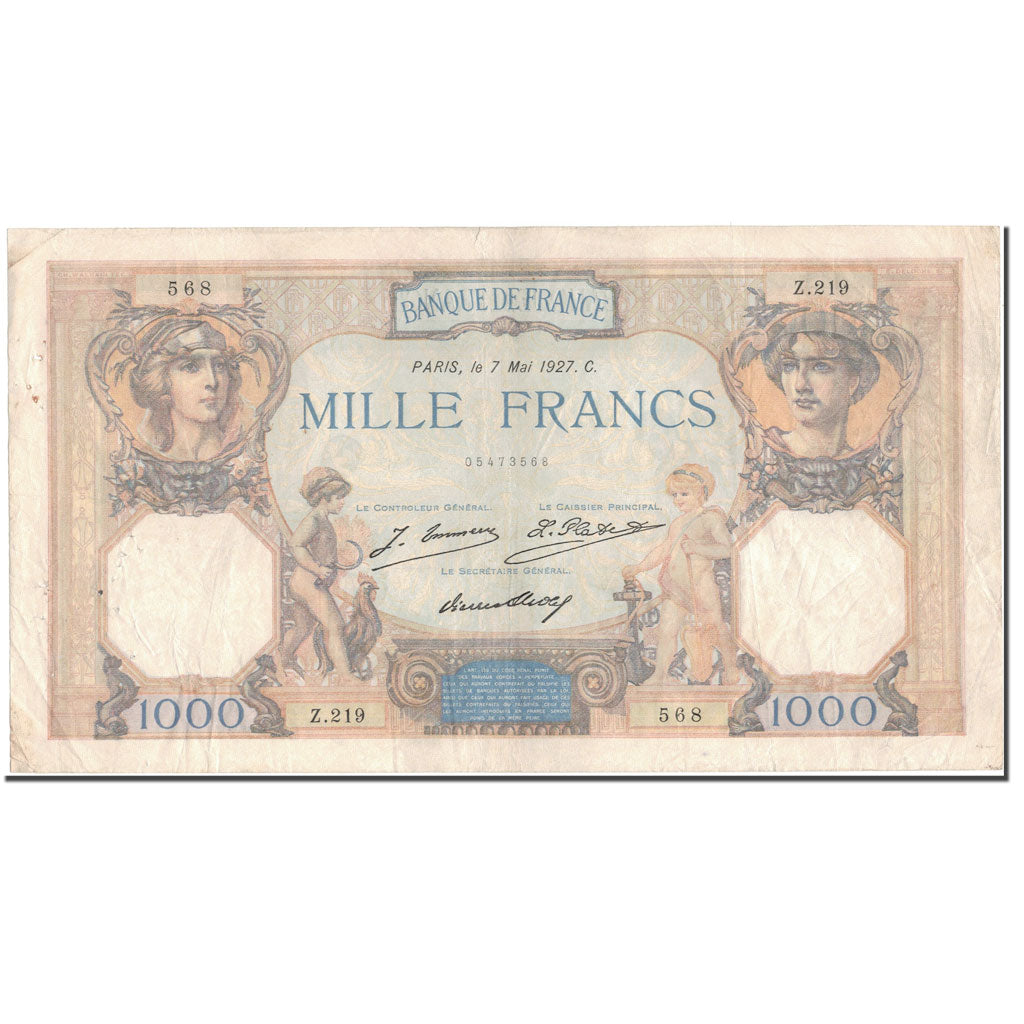 França, 1000 Francs, 1 000 F 1927-1940 ''Cérès et Mercure'', 1927-05-07