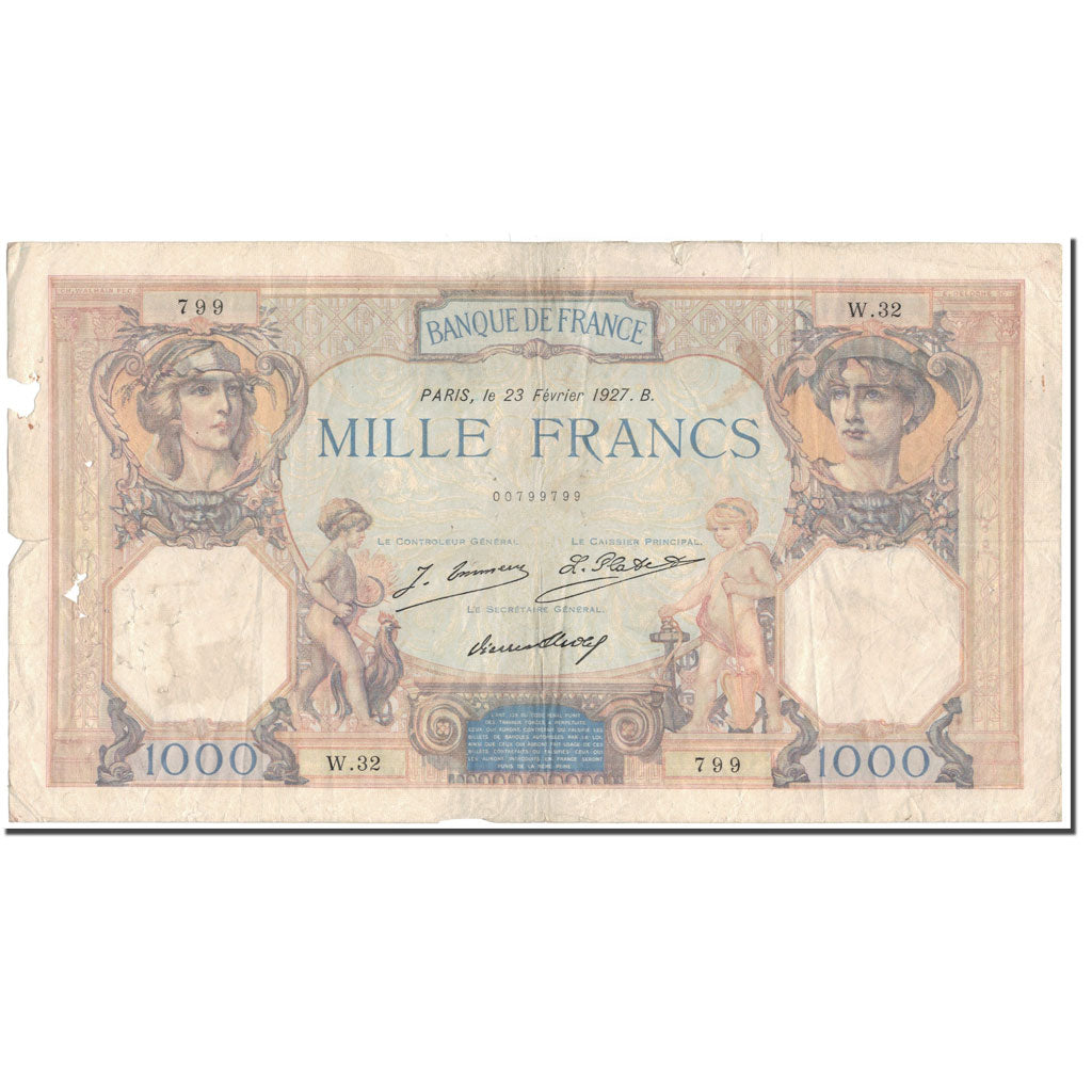 França, 1000 Francs, 1 000 F 1927-1940 ''Cérès et Mercure'', 1927-02-23