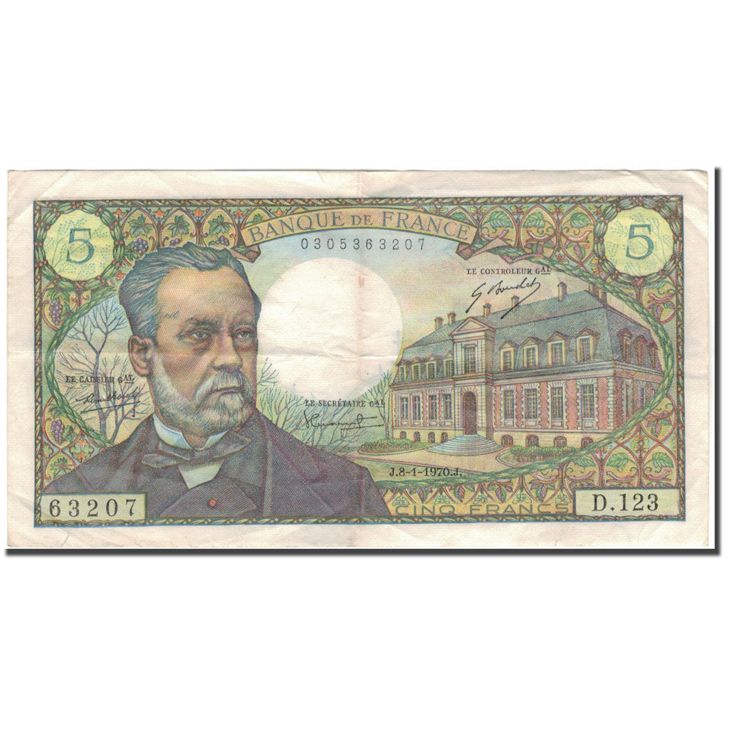France, 5 Francs, 5 F 1966-1970 ''Pasteur'', 1970-01-08, VF(30-35)