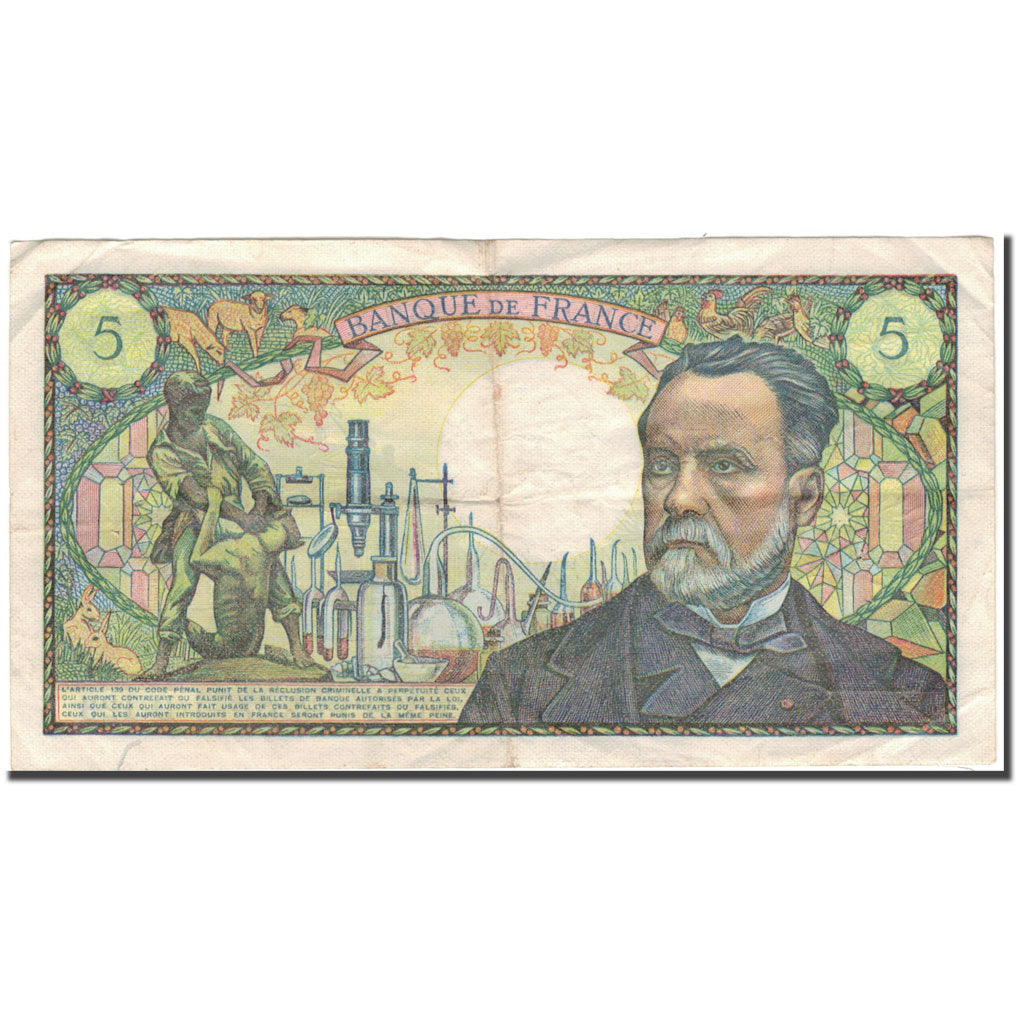 France, 5 Francs, 5 F 1966-1970 ''Pasteur'', 1970-01-08, VF(30-35)