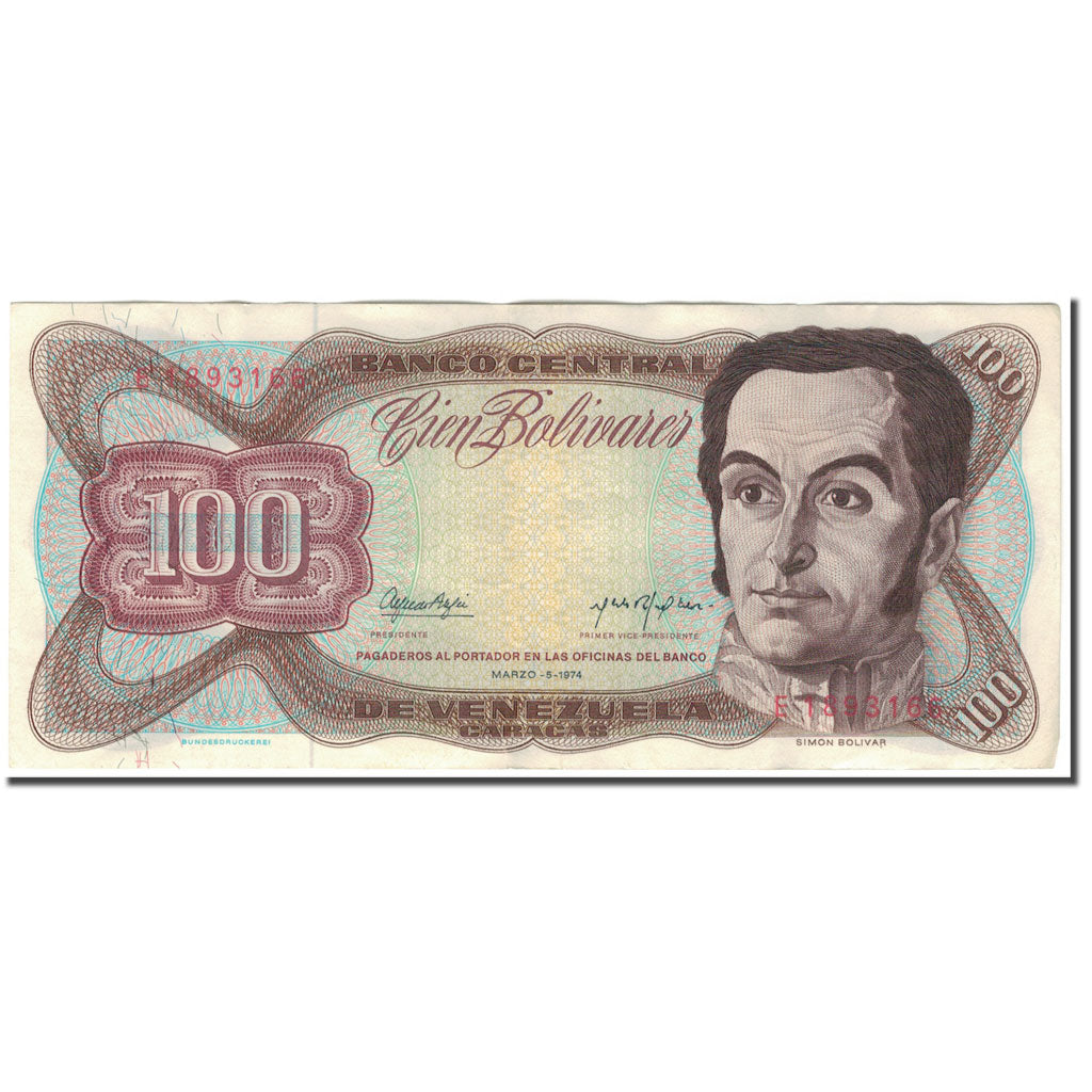 Banconote, Venezuela, 100 Bolivares, 1974-03-05, KM:55b, BB