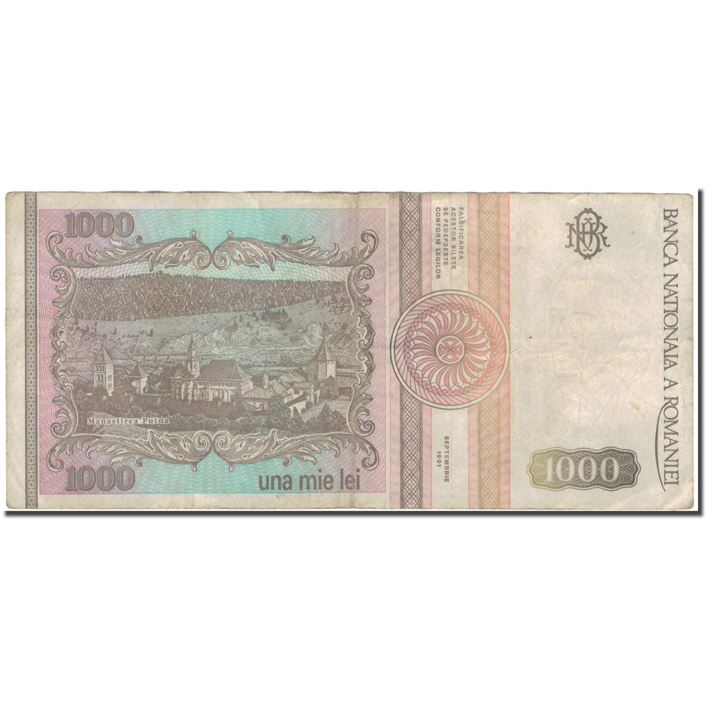Banknote, Romania, 1000 Lei, 1991, KM:101Aa, F(12-15)