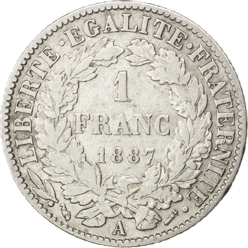 Monnaie, France, Cérès, Franc, 1887, Paris, TTB, Argent, KM:822.1