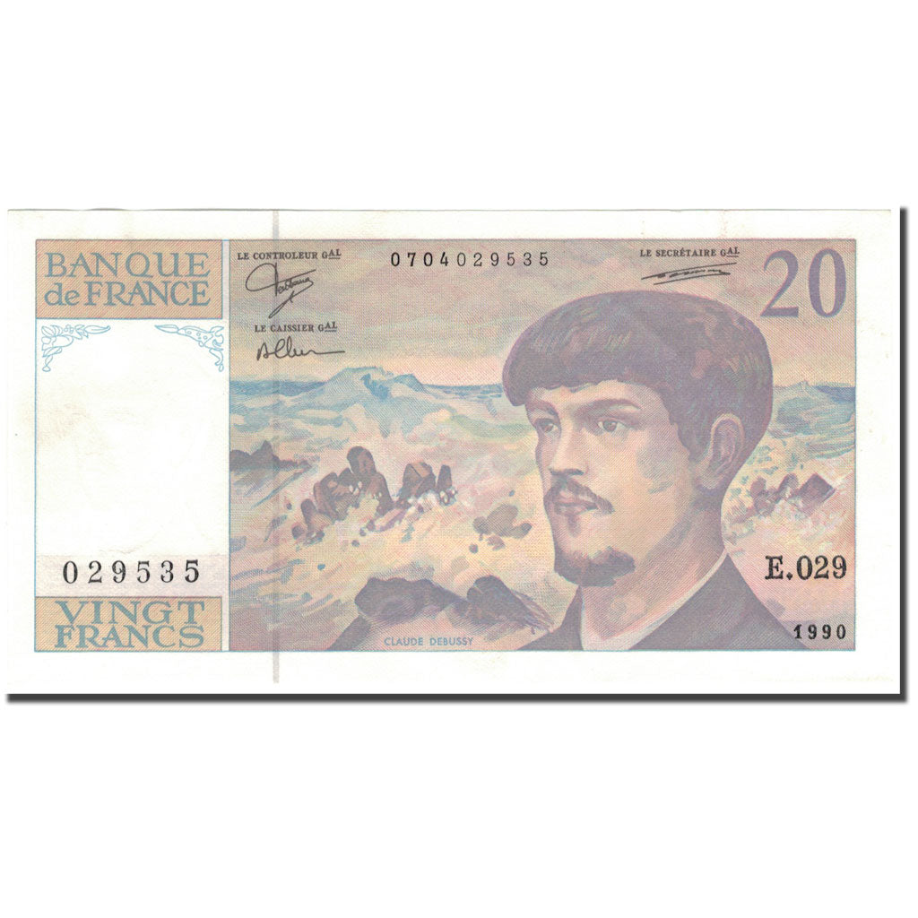 France, 20 Francs, 20 F 1980-1997 ''Debussy'', 1990, AU(55-58), Fayette:66bis.1