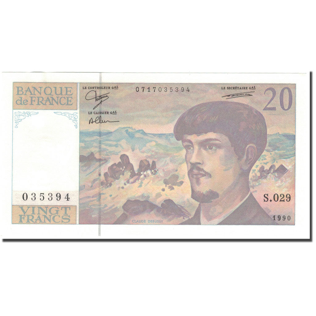 Frankrijk, 20 Francs, 20 F 1980-1997 ''Debussy'', 1990, SUP+, Fayette:66bis.1