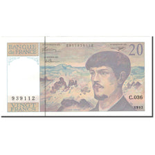 France, 20 Francs, 20 F 1980-1997 ''Debussy'', 1992, UNC(63), Fayette:66bis.3