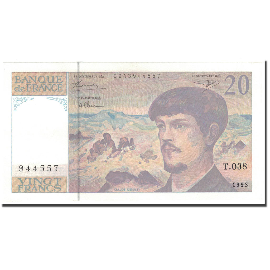 France, 20 Francs, 20 F 1980-1997 ''Debussy'', 1993, UNC(63), Fayette:66 bis.4