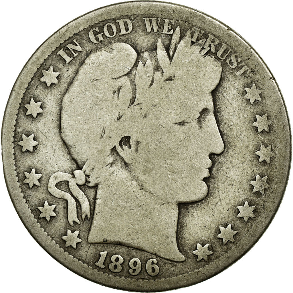 Coin, United States, Barber Half Dollar, Half Dollar, 1896, U.S. Mint