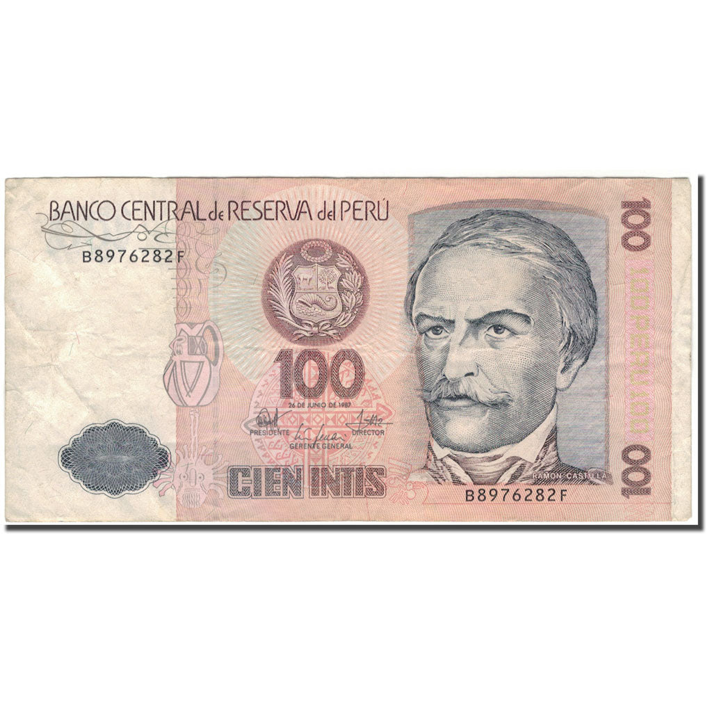 Biljet, Peru, 100 Intis, 1987-06-26, KM:133, TB