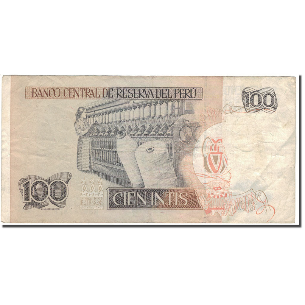 Biljet, Peru, 100 Intis, 1987-06-26, KM:133, TB
