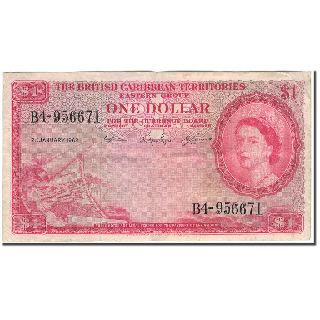 Banconote, Territori britannici d'oltremare, 1 Dollar, 1962-01-02, KM:7c, MB