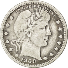 UNITED STATES, Barber Quarter, Quarter, 1908, U.S. Mint, KM #114, VF(30-35),...