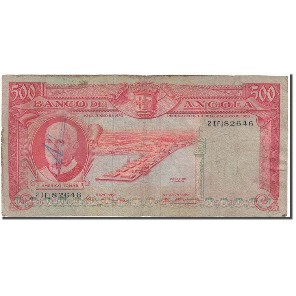 Biljet, Angola, 500 Escudos, 1970-06-10, KM:97, B