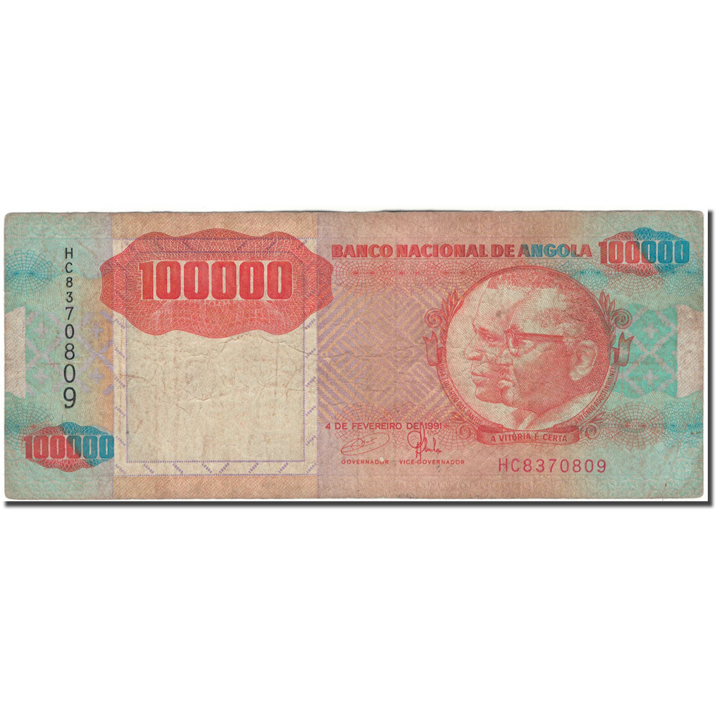 Nota, Angola, 100,000 Kwanzas, 1991-02-04, KM:133a, VG(8-10)