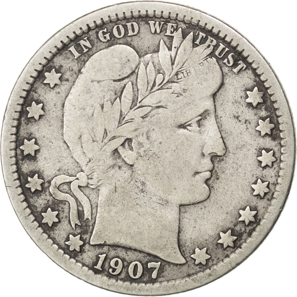 UNITED STATES, Barber Quarter, Quarter, 1907, U.S. Mint, KM #114, VF(30-35),...