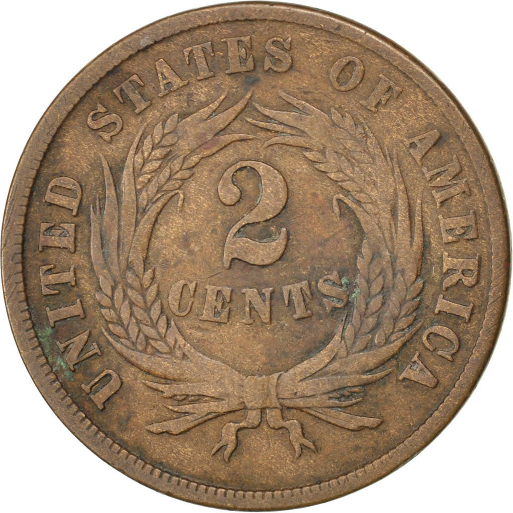 UNITED STATES, 2 Cents, 1865, U.S. Mint, KM #94, EF(40-45), Copper-Tin-Zinc,...