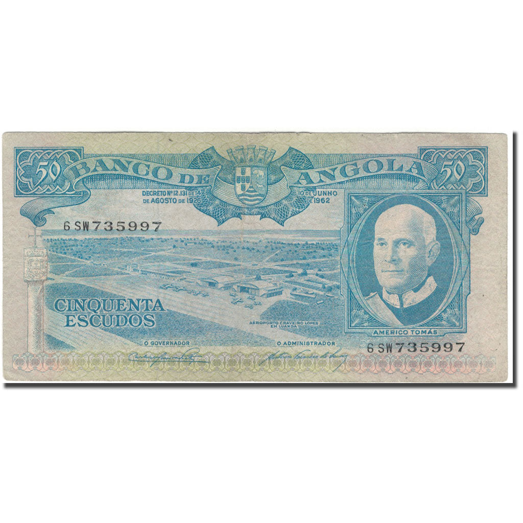 Billete, 50 Escudos, Angola, 1962-06-10, KM:93, BC
