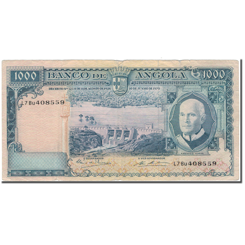 Biljet, Angola, 1000 Escudos, 1970-06-10, KM:98, TTB