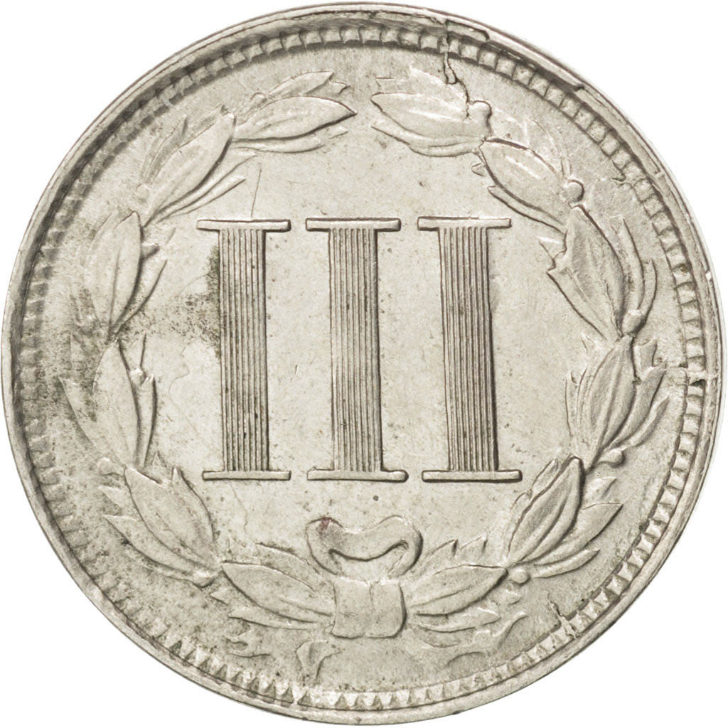 Coin, United States, Nickel 3 Cents, 1865, U.S. Mint, Philadelphia, MS(60-62)