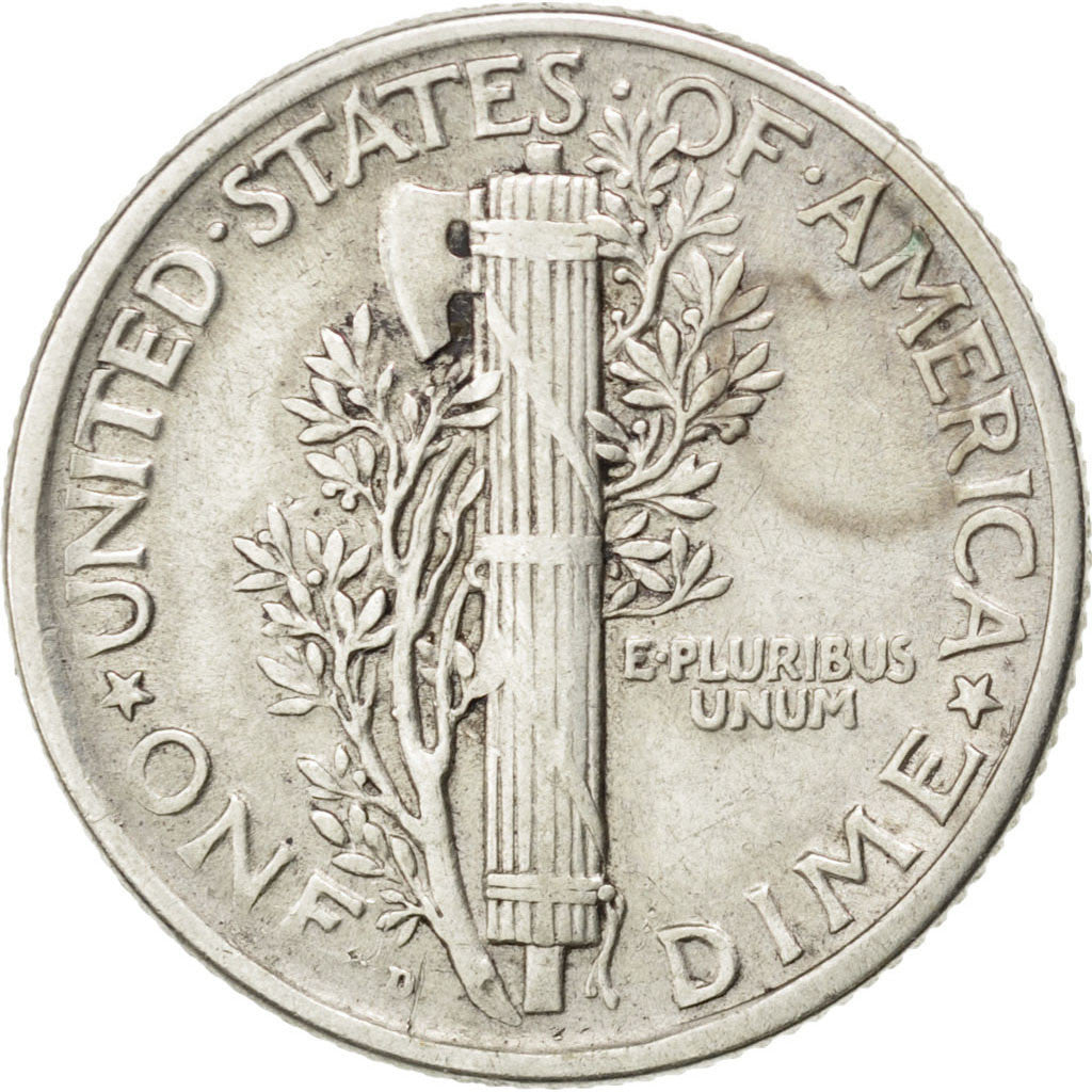 UNITED STATES, Mercury Dime, Dime, 1918, U.S. Mint, KM #140, EF(40-45), Silver,.