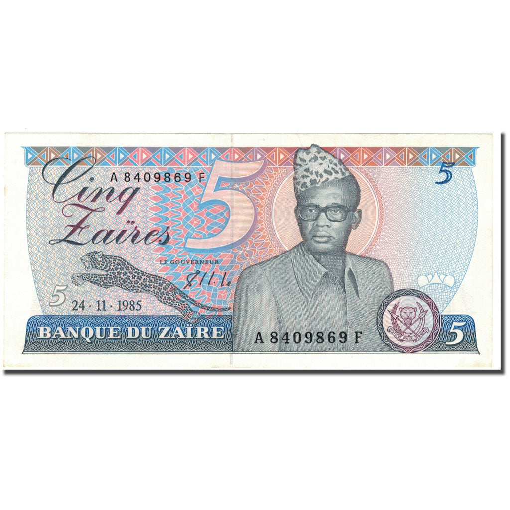 Biljet, Zaïre, 5 Zaïres, 1985-11-24, KM:26a, SUP+