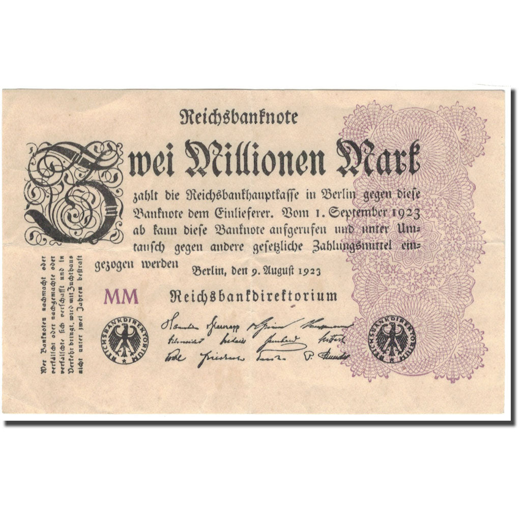 Banknote, Germany, 2 Millionen Mark, 1923, KM:104a, AU(50-53)