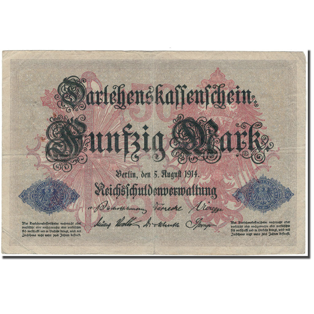 Banknote, Germany, 50 Mark, 1914, KM:49b, EF(40-45)