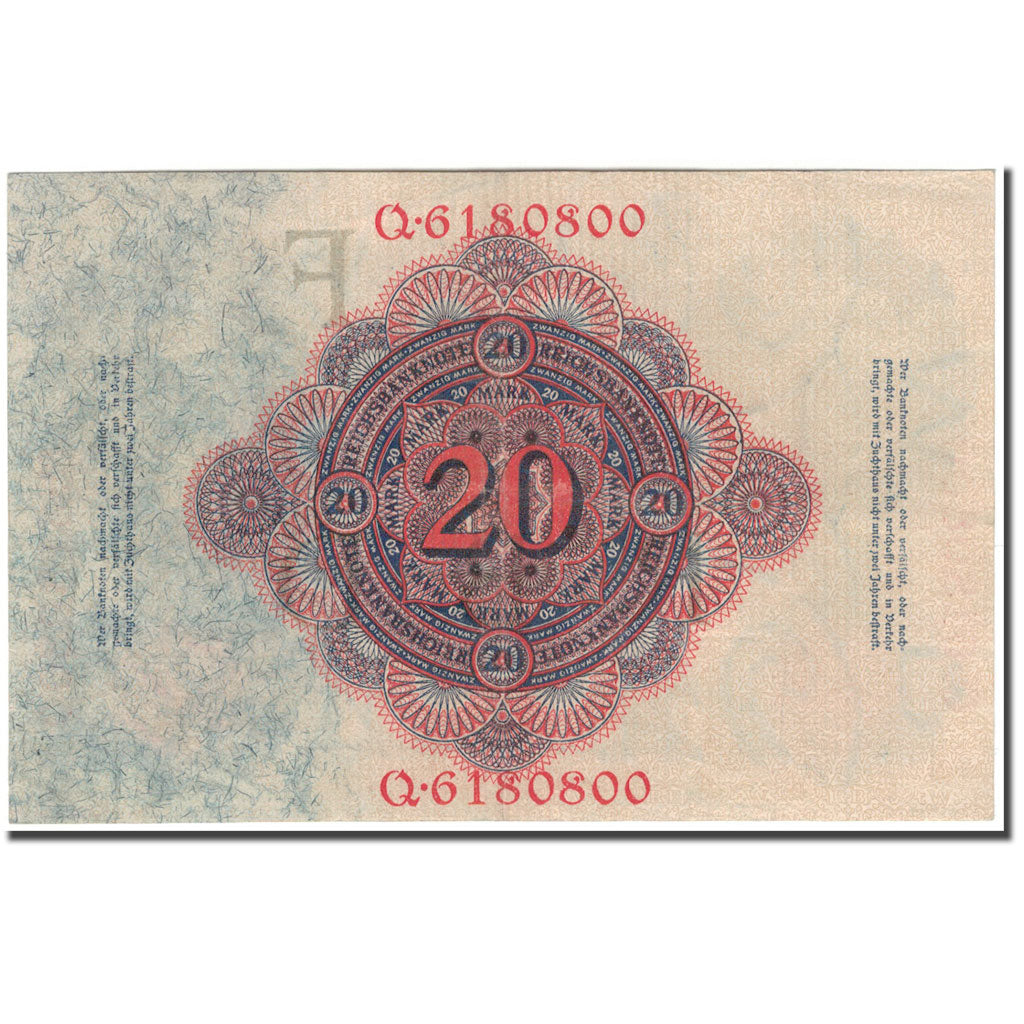 Banconote, Germania, 20 Mark, 1914, KM:46b, BB+