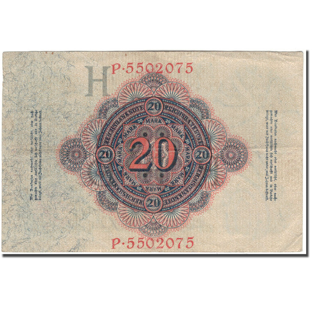 Geldschein, Deutschland, 20 Mark, 1914, KM:46b, SS
