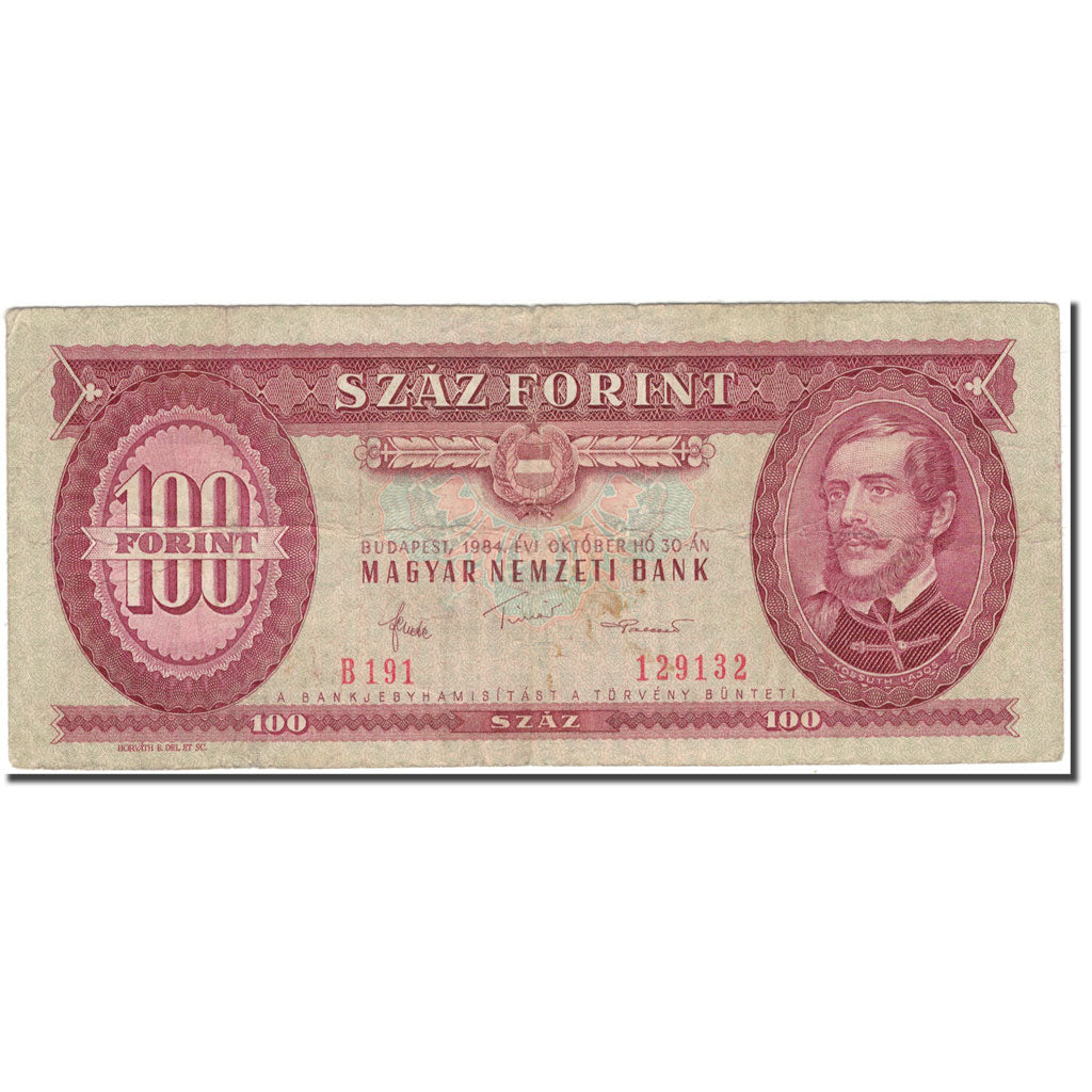 Banknot, Węgry, 100 Forint, 1984-10-30, KM:171g, VG(8-10)