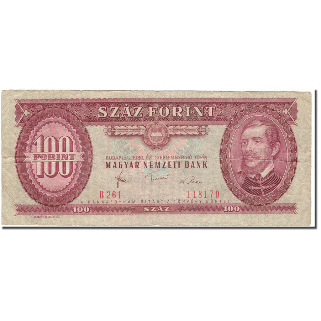 Geldschein, Ungarn, 100 Forint, 1980-09-30, KM:171f, SGE
