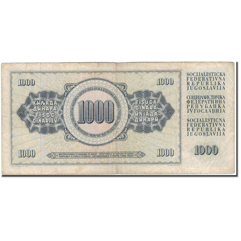 Banknote, Yugoslavia, 1000 Dinara, 1981-11-04, KM:92d, F(12-15)