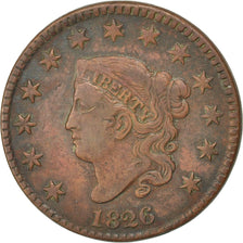 UNITED STATES, Coronet Cent, Cent, 1826, U.S. Mint, KM #45, EF(40-45), Copper,..