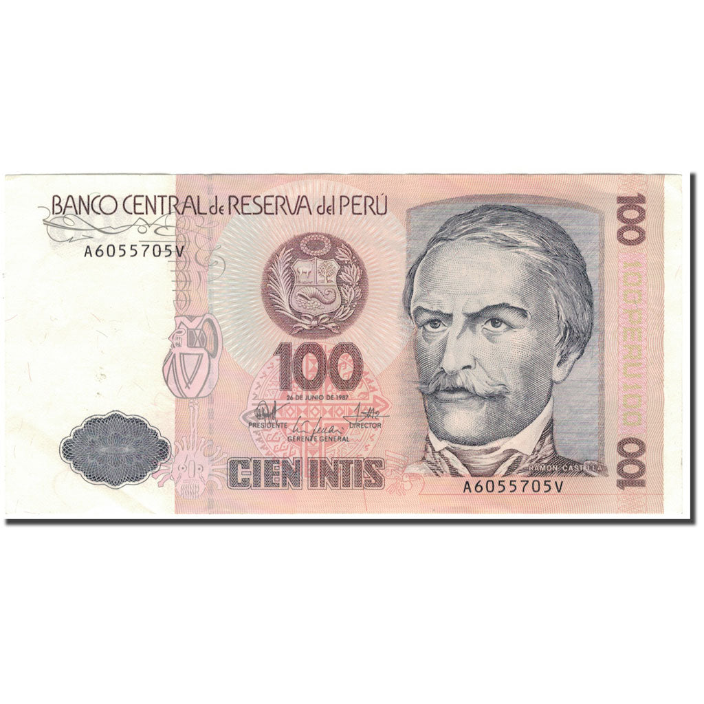 Banknot, Peru, 100 Intis, 1987-06-26, KM:133, EF(40-45)
