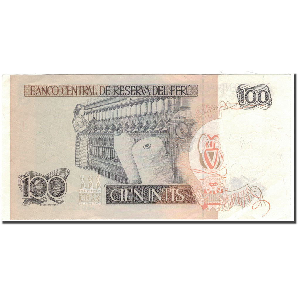 Banknot, Peru, 100 Intis, 1987-06-26, KM:133, EF(40-45)