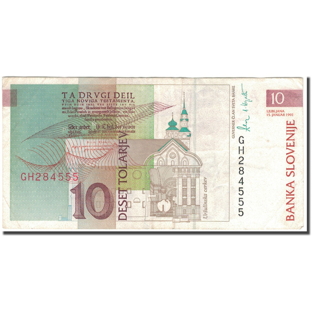 Billet, Slovénie, 10 Tolarjev, 1992-01-15, KM:11a, TB+