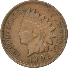 UNITED STATES, Indian Head Cent, Cent, 1901, U.S. Mint, KM #90a, AU(55-58),...